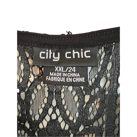 Macy’s Women’s Dress Size 24W Black Lace Empire Waist Over Slip Dress City Chic - Picture 7 of 8